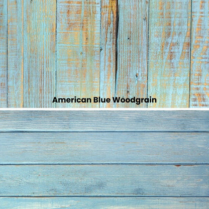 Photography backdrops for video with overhead phone stand blue woodgrain