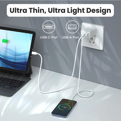 100w Power Adapter | Dual Port USB-C + A | Lifestyle