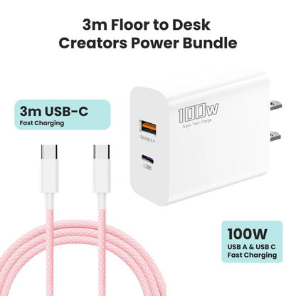 3m 100w Floor to Desk Power Pack - 3m Cable & 100w Power Adaptor