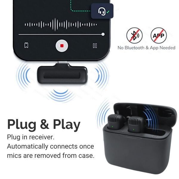 Wireless Lavalier Microphone For Smartphones no app required