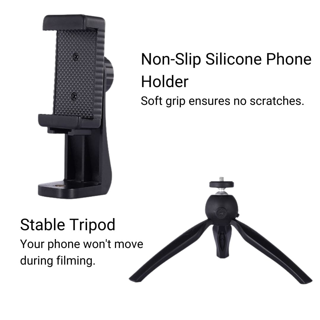 Smartphone Vlogger Starter Kit tripod and phone grip.